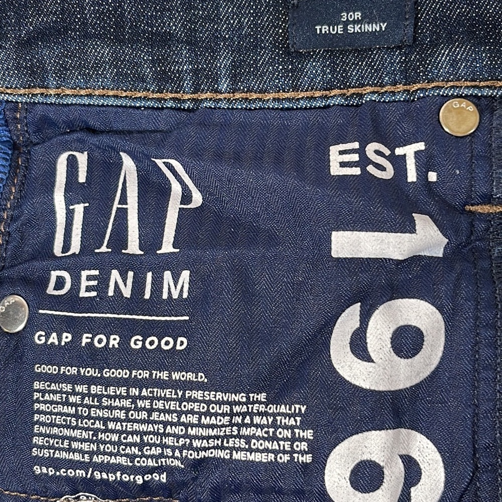 GAP 360 True Skinny Dark Indigo Wash Denim Jeans With Pockets Size 30 Regular - Picture 8 of 10